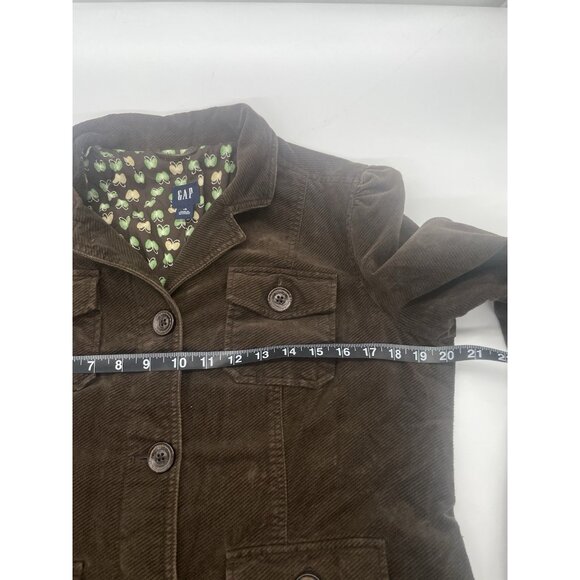 Gap Women brown corduroy Jacket Sz 14 blazer coat lined butterflies Y2K Casual - Picture 7 of 7